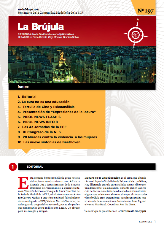 Portada de La Brújula, Revista Digital de la Escuela Lacaniana de Psicoanálisis ELP Comunidad de Madrid