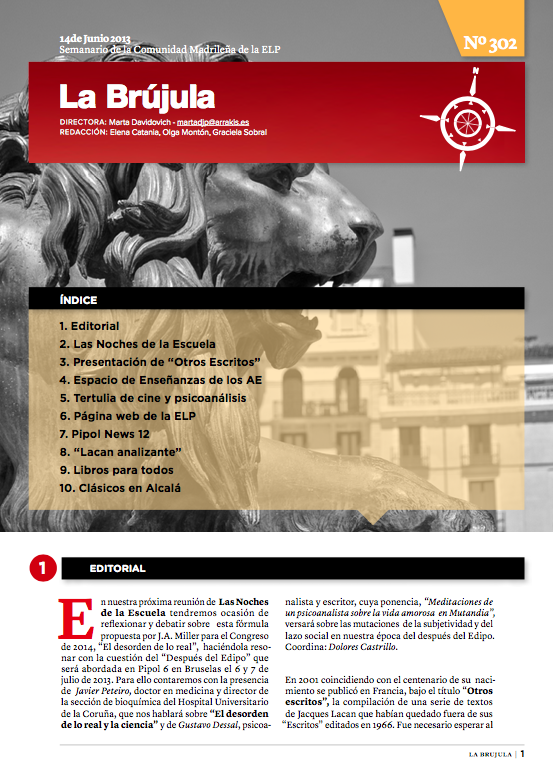 Portada de La Brújula, Revista Digital de la Escuela Lacaniana de Psicoanálisis ELP Comunidad de Madrid