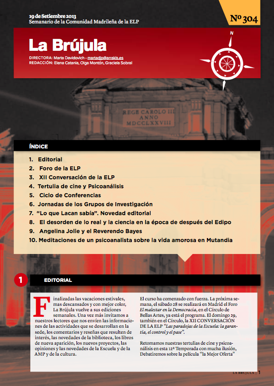 Portada de La Brújula, Revista Digital de la Escuela Lacaniana de Psicoanálisis ELP Comunidad de Madrid