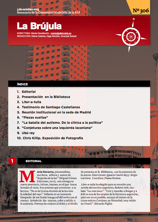 Portada de La Brújula, Revista Digital de la Escuela Lacaniana de Psicoanálisis ELP Comunidad de Madrid