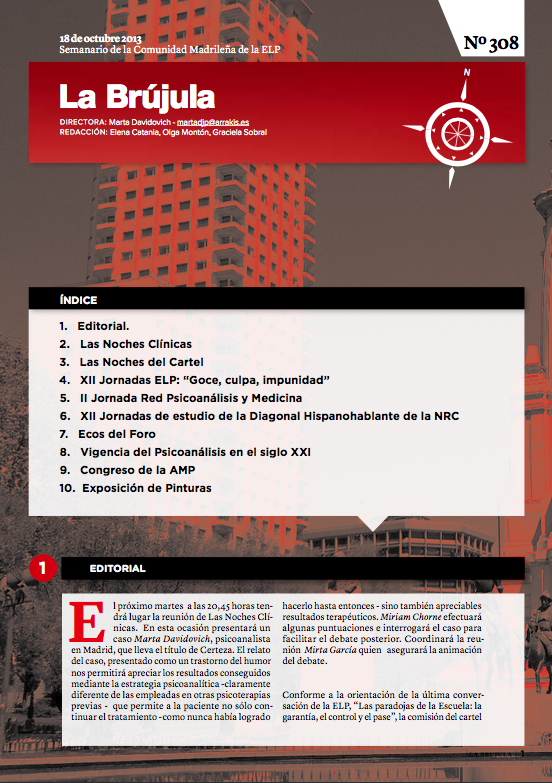 Portada de La Brújula, Revista Digital de la Escuela Lacaniana de Psicoanálisis ELP Comunidad de Madrid