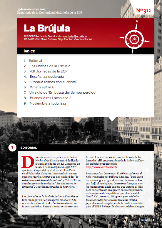 Portada de La Brújula, Revista Digital de la Escuela Lacaniana de Psicoanálisis ELP Comunidad de Madrid