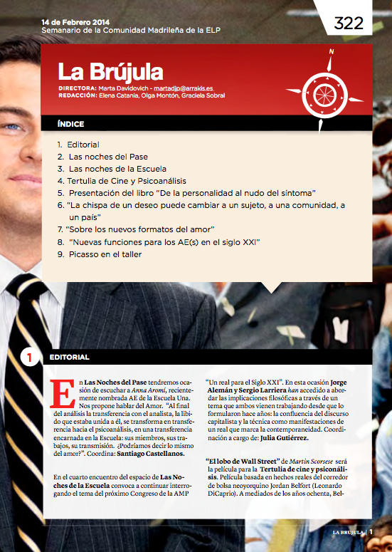 Portada de La Brújula, Revista Digital de la Escuela Lacaniana de Psicoanálisis ELP Comunidad de Madrid