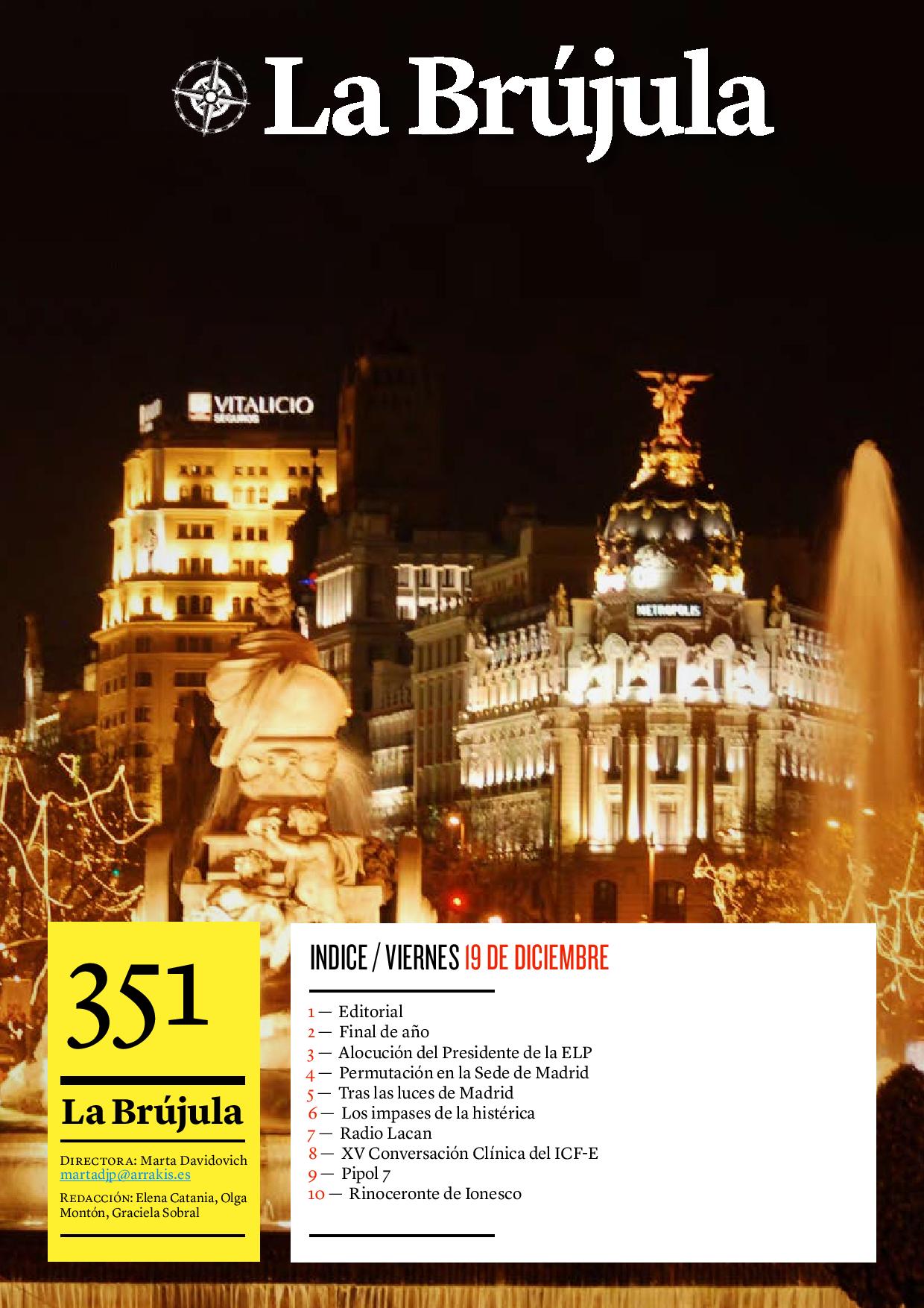 Portada de La Brújula, Revista Digital de la Escuela Lacaniana de Psicoanálisis ELP Comunidad de Madrid