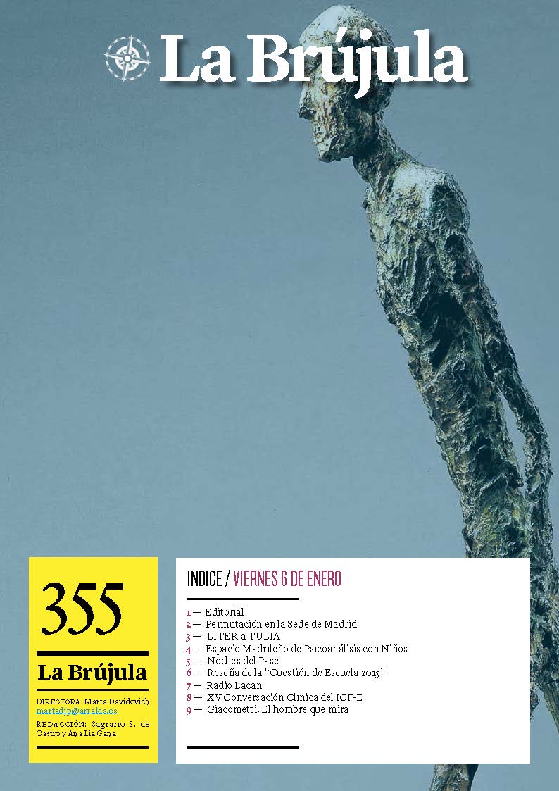 Portada de La Brújula, Revista Digital de la Escuela Lacaniana de Psicoanálisis ELP Comunidad de Madrid