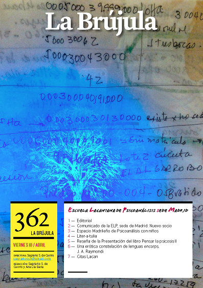 Portada de La Brújula, Revista Digital de la Escuela Lacaniana de Psicoanálisis ELP Comunidad de Madrid