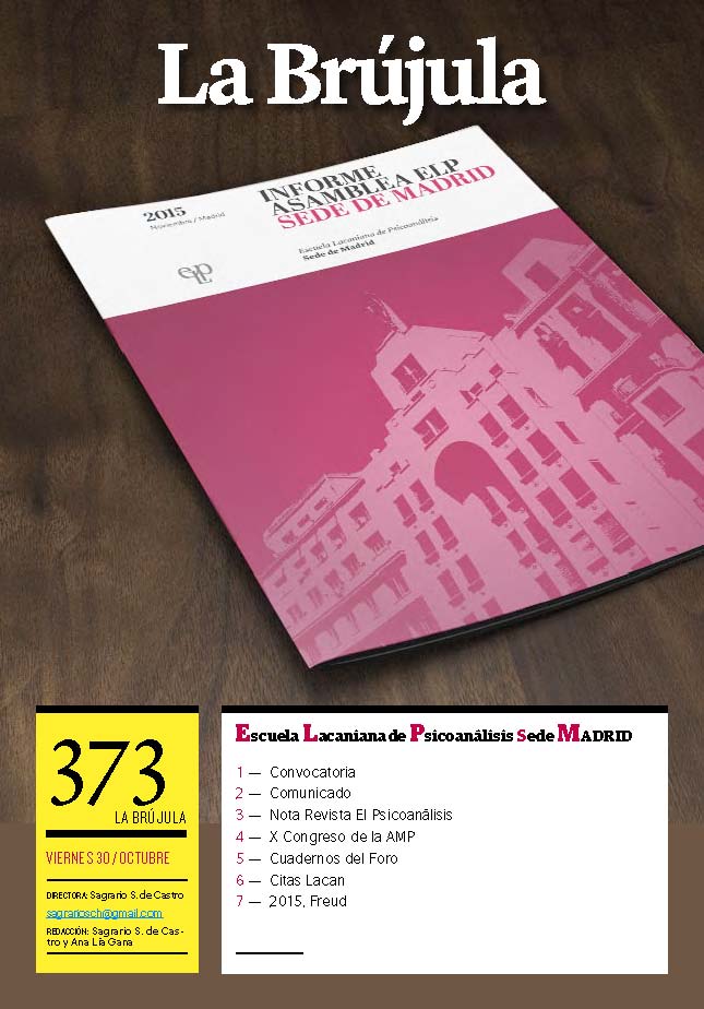 Portada de La Brújula, Revista Digital de la Escuela Lacaniana de Psicoanálisis ELP Comunidad de Madrid