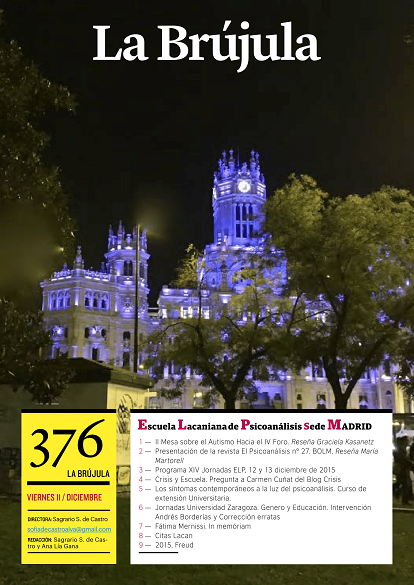 Portada de La Brújula, Revista Digital de la Escuela Lacaniana de Psicoanálisis ELP Comunidad de Madrid