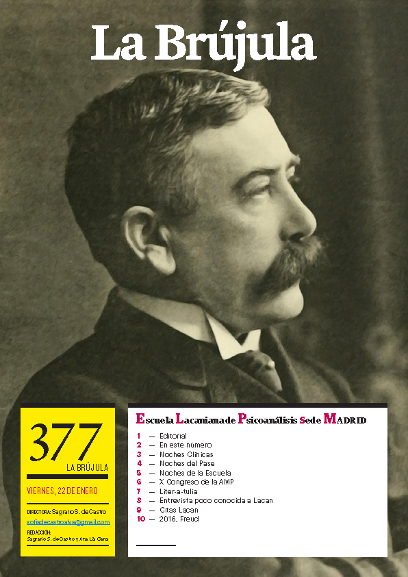 Portada de La Brújula, Revista Digital de la Escuela Lacaniana de Psicoanálisis ELP Comunidad de Madrid