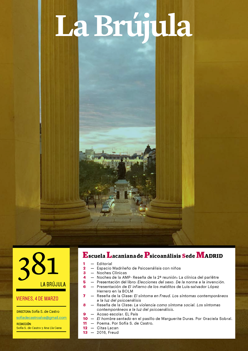 Portada de La Brújula, Revista Digital de la Escuela Lacaniana de Psicoanálisis ELP Comunidad de Madrid