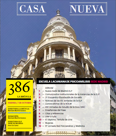 Portada de La Brújula, Revista Digital de la Escuela Lacaniana de Psicoanálisis ELP Comunidad de Madrid