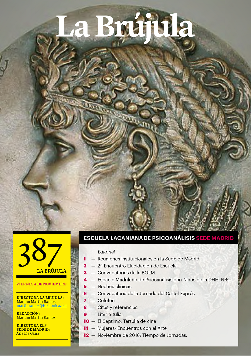 Portada de La Brújula, Revista Digital de la Escuela Lacaniana de Psicoanálisis ELP Comunidad de Madrid