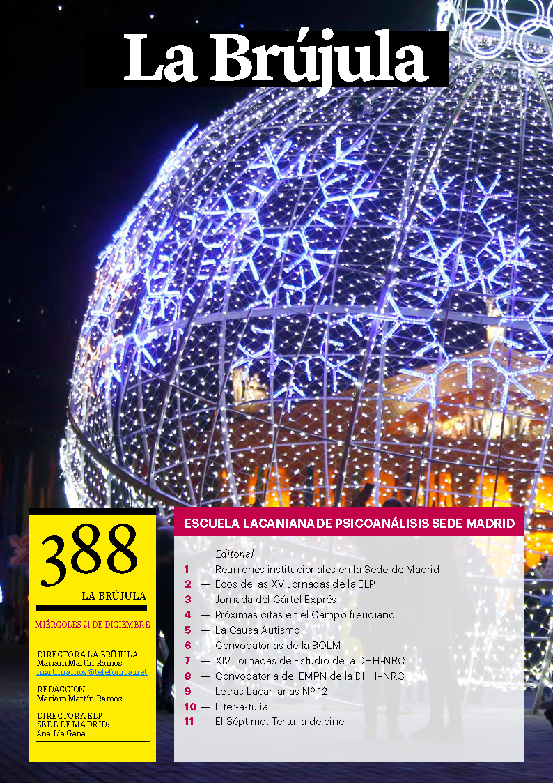 Portada de La Brújula, Revista Digital de la Escuela Lacaniana de Psicoanálisis ELP Comunidad de Madrid